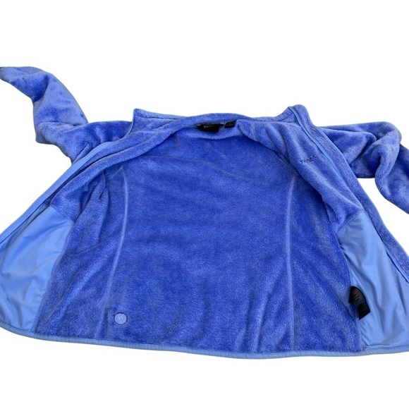 Marmot Cornflower Blue Warm Fuzzy Zip Up Fleece Jacket Mock Neck Pockets Sz M - Picture 10 of 16